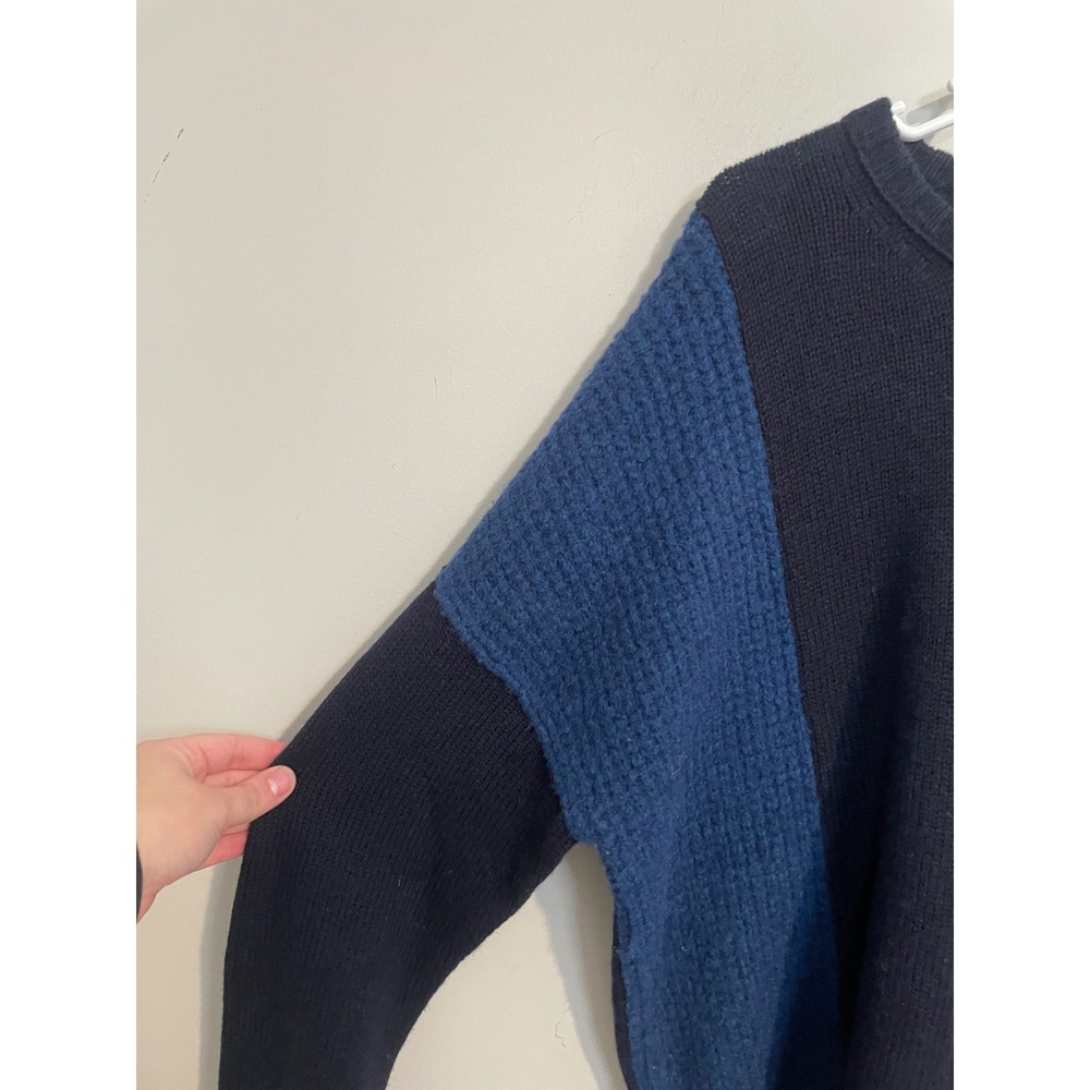 Duffy Blue Mixed Knit Wool Yak Cashmere Blend Sweater Size Large Quiet Luxury - Picture 2 of 9